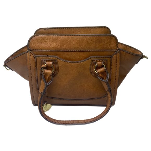 London Fog Brown Leather Hand or Shoulder Bag w/Adjustable & Removable Strap - Picture 3 of 15